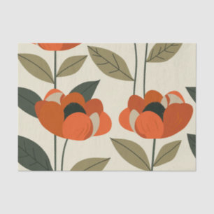 Retro Orange Botanical Bold 70s Vintage Floral Tissue Paper