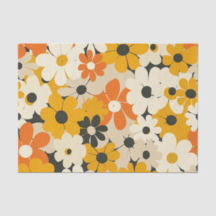 Retro Orange Botanical Bold 70s Vintage Floral Tissue Paper