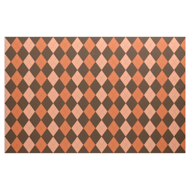 Retro Orange & Brown Autumn Argyle Fabric (Fat Quarter)