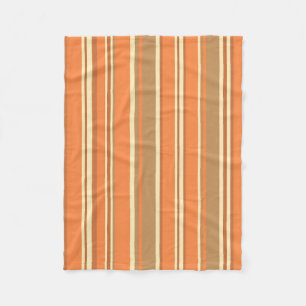 Retro Orange Brown Stripe Mid-Century Modern Fleece Blanket