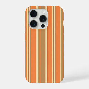 Retro Orange Brown Stripe Mid-Century Modern iPhone 15 Pro Case