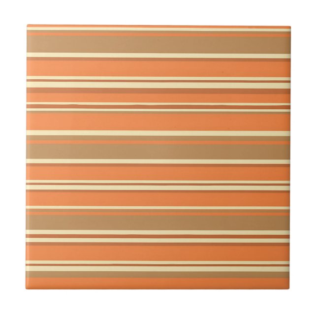 Retro Orange Brown Stripe Mid-Century Modern  Tile (Front)