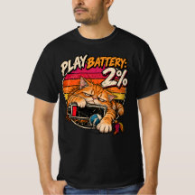 Retro Orange Cat Play Battery 2% Humour