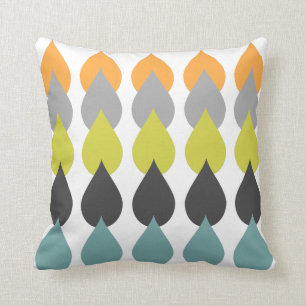 Retro Orange Chartreuse Yellow Aqua Cushion
