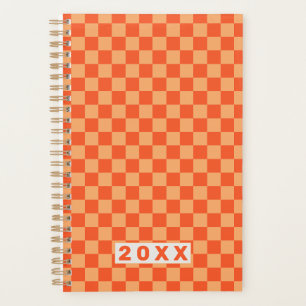 Retro Orange Checkerboard 2026 Name Planner