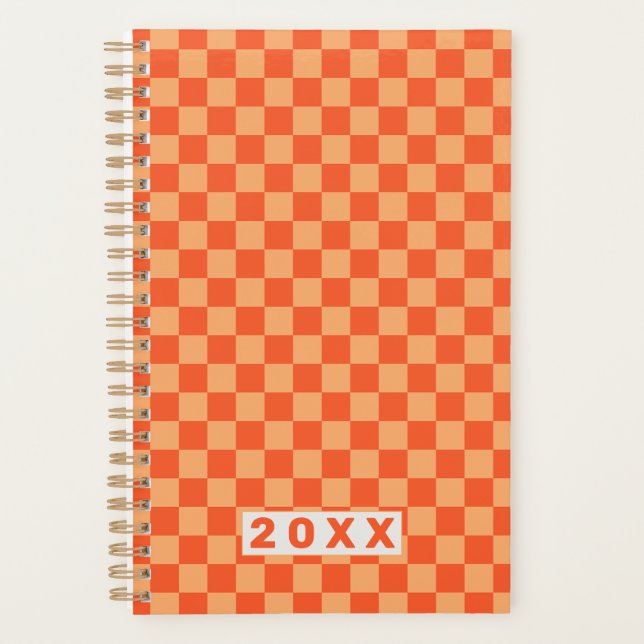 Retro Orange Chequerboard Planner (Front)