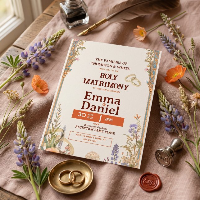 Retro Orange Chic Wedding Invitation (Creator Uploaded)