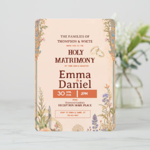 Retro Orange Chic Wedding Invitation