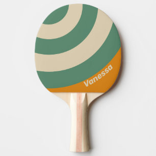 Retro Orange Circle Stripe with Name Ping Pong Paddle