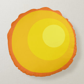 Retro Orange Circles Round Cushion