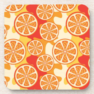 Retro Orange Citrus Pattern Coaster