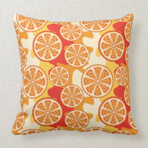 Retro Orange Citrus Pattern Cushion