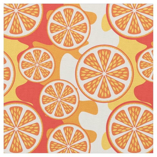 Retro Orange Citrus Pattern Fabric (Close Up)