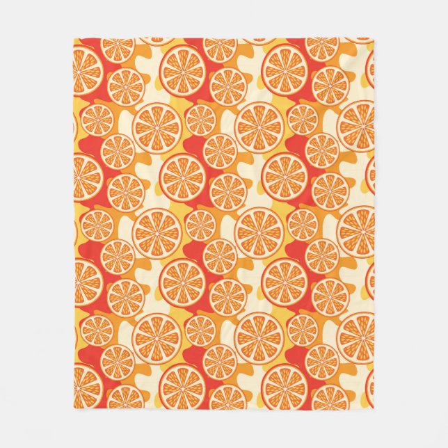 Retro Orange Citrus Pattern Fleece Blanket (Front)