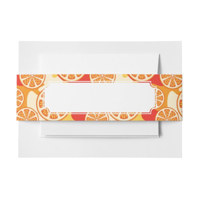 Retro Orange Citrus Pattern Invitation Belly Band (Front Example)