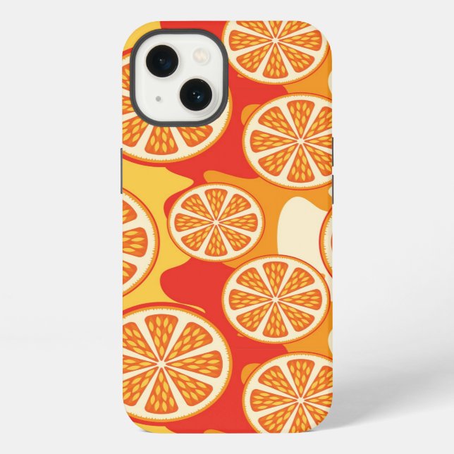 Retro Orange Citrus Pattern iPhone Case (Back)