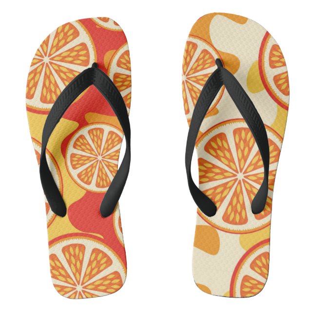 Retro Orange Citrus Pattern Jandals (Footbed)