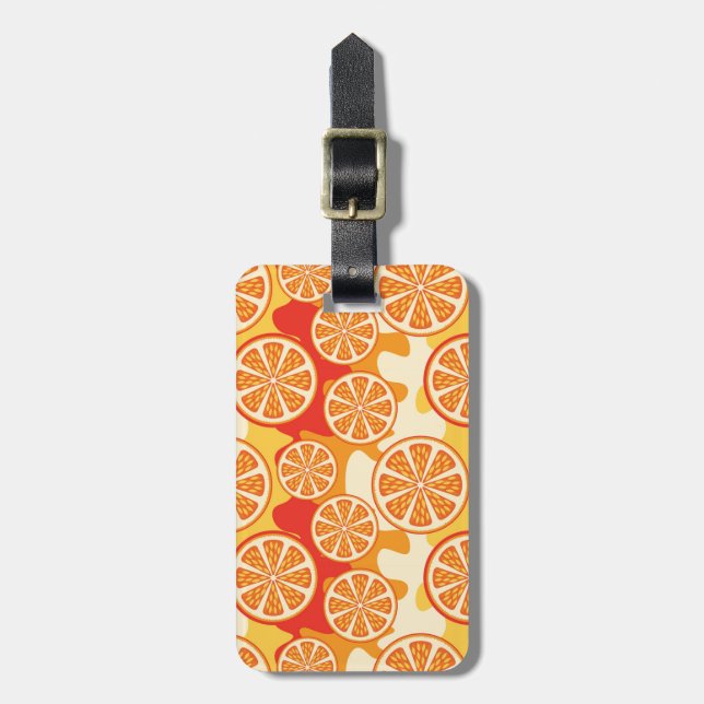 Retro Orange Citrus Pattern Luggage Tag (Front Vertical)