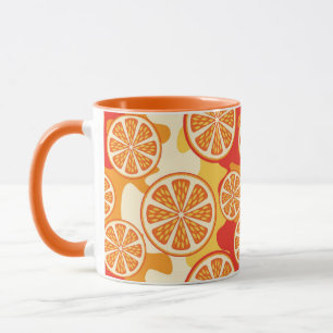 Retro Orange Citrus Pattern Mug