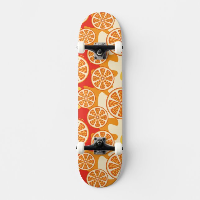 Retro Orange Citrus Pattern Skateboard (Front)