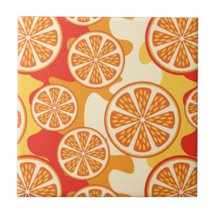 Retro Orange Citrus Pattern Tile