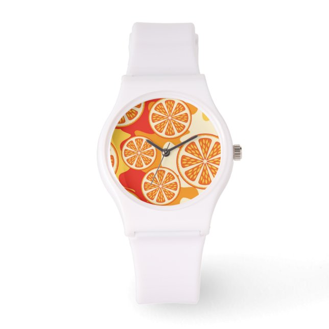 Retro Orange Citrus Pattern Watch (Front)