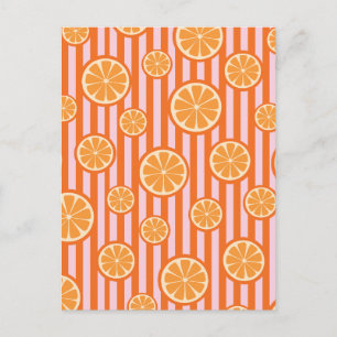 Retro Orange Citrus Slices Seamless Pattern Postcard
