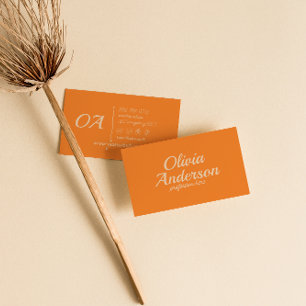 Retro Orange Colourful  Bold Groovy Cute Unique Business Card