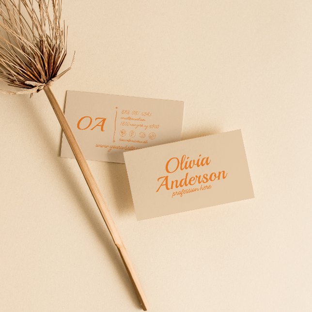 Retro Orange Colourful  Bold Groovy Trendy Unique Business Card (Creator Uploaded)