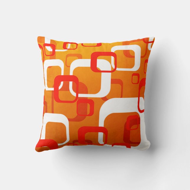 Retro Orange Cube Design Cushion (Back)