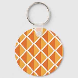 Retro Orange Diamond Harlequin Pattern Key Ring