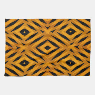 Retro orange diamond shapes pattern tea towel