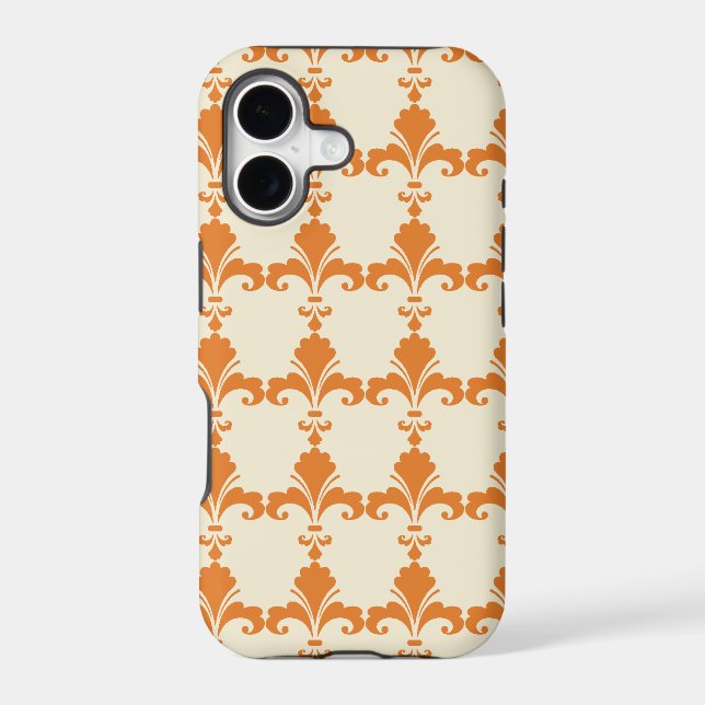 Retro Orange Fleur-De-Lis Pattern (Back)