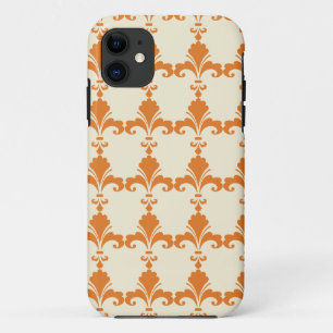 Retro Orange Fleur-De-Lis Pattern Case-Mate iPhone Case