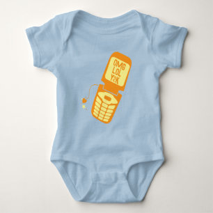Retro Orange Flip Phone T-Shirt Baby Bodysuit