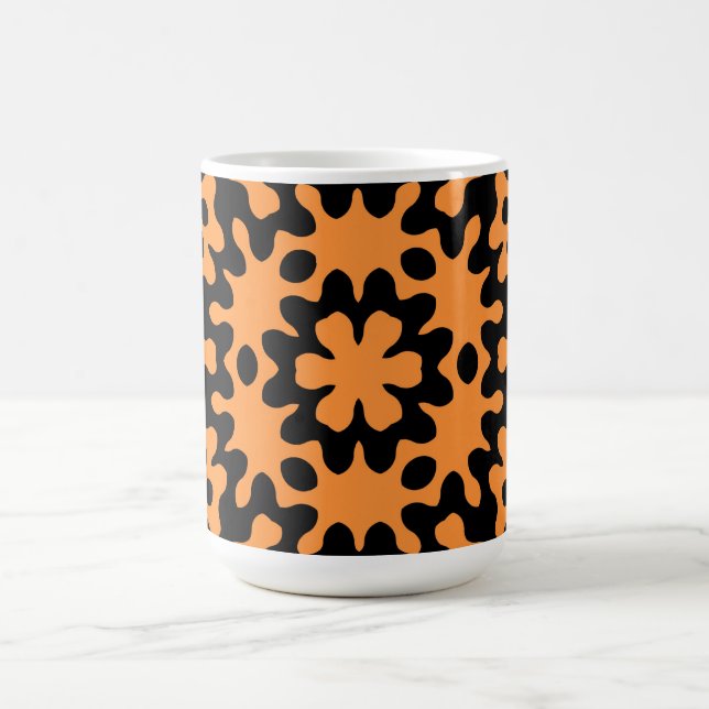 Retro Orange Floral Abstract Art Mug (Center)