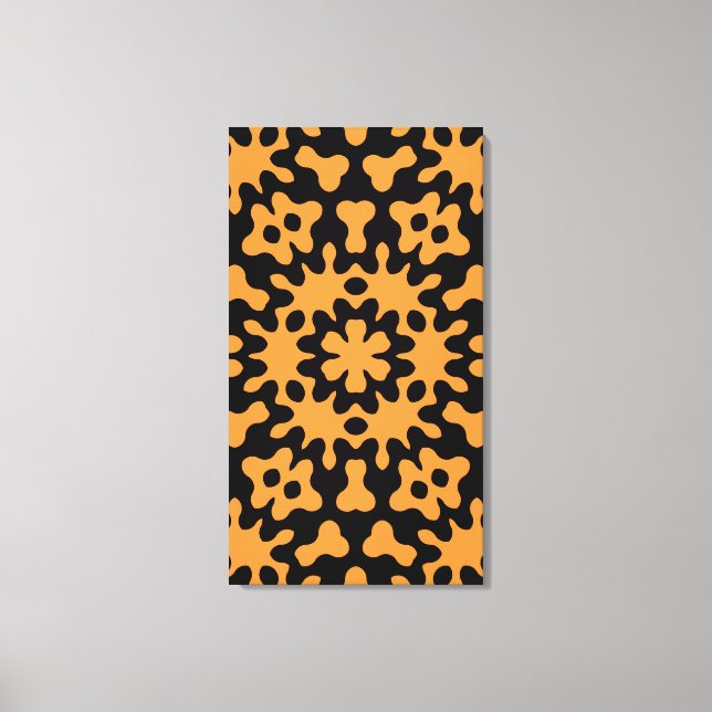 Retro Orange Floral Abstract Art  Wrapped Canvas (Front)
