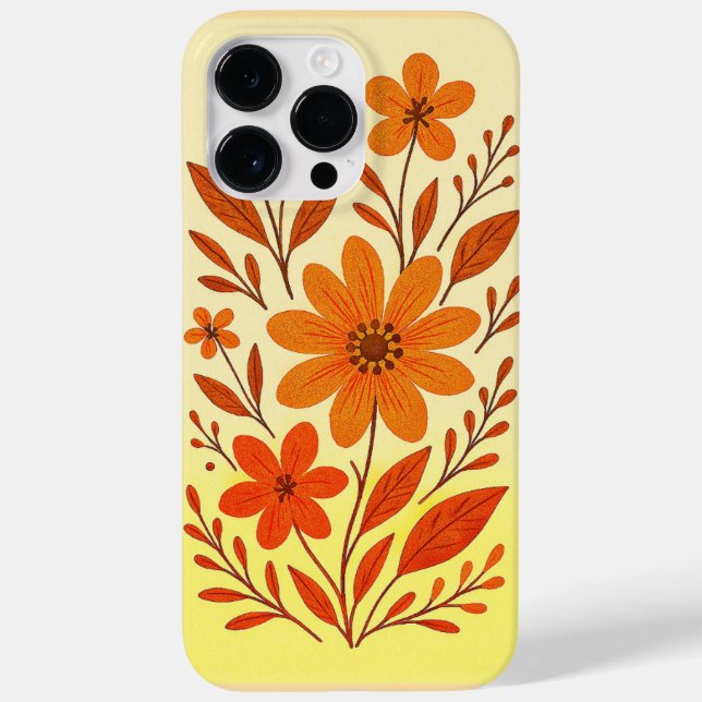 Retro Orange Floral Pattern Case-Mate iPhone Case (Back)