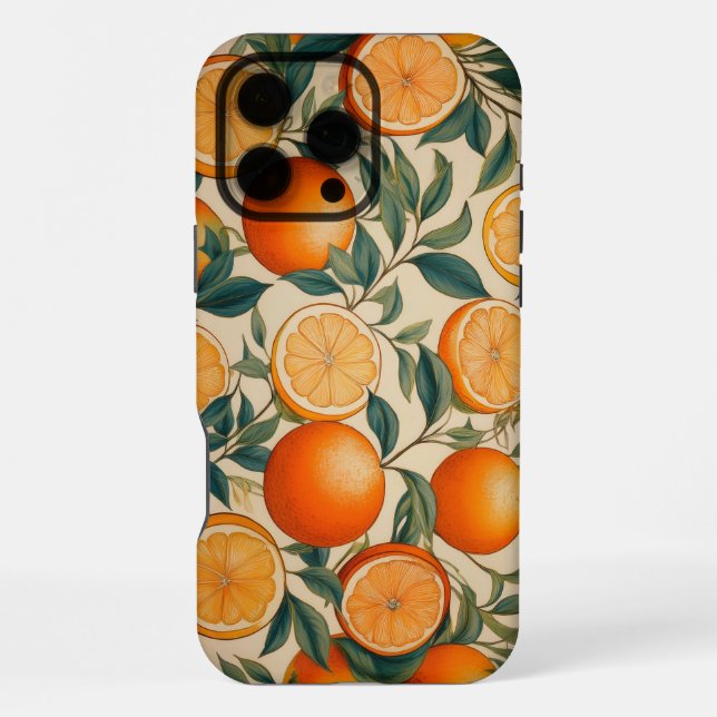 Retro Orange Fruit Pattern iPhone 16 Pro Max Case (Back)