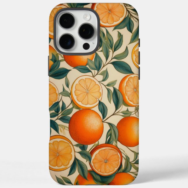 Retro Orange Fruit Pattern iPhone 16 Pro Max Case (Back)
