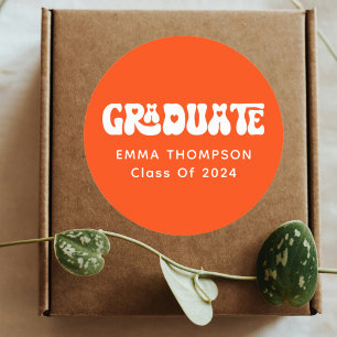 Retro Orange Graduate Class Of 2024 Classic Round Sticker