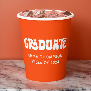 Retro Orange Graduate Class Of 2024 Paper Cups