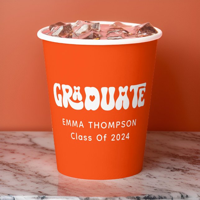 Retro Orange Graduate Class Of 2024 Paper Cups (Creator Uploaded)