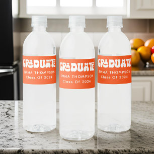 Retro Orange Graduate Class Of 2024 Water Bottle Label