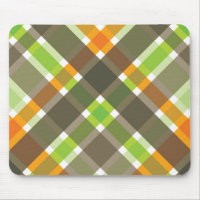 Retro Orange Green Brown Plaid Mousepad