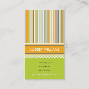 Retro Orange Green Stripes Pattern Profile Card