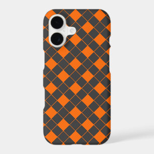 Retro Orange Grey Japan Geometric Chequered Patter