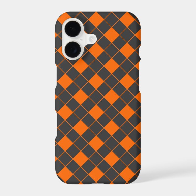 Retro Orange Grey Japan Geometric Chequered Patter (Back)