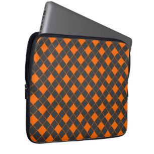 Retro Orange Grey Japan Geometric Chequered Patter Laptop Sleeve