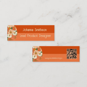 Retro Orange Groove Floral Mini Calling Card